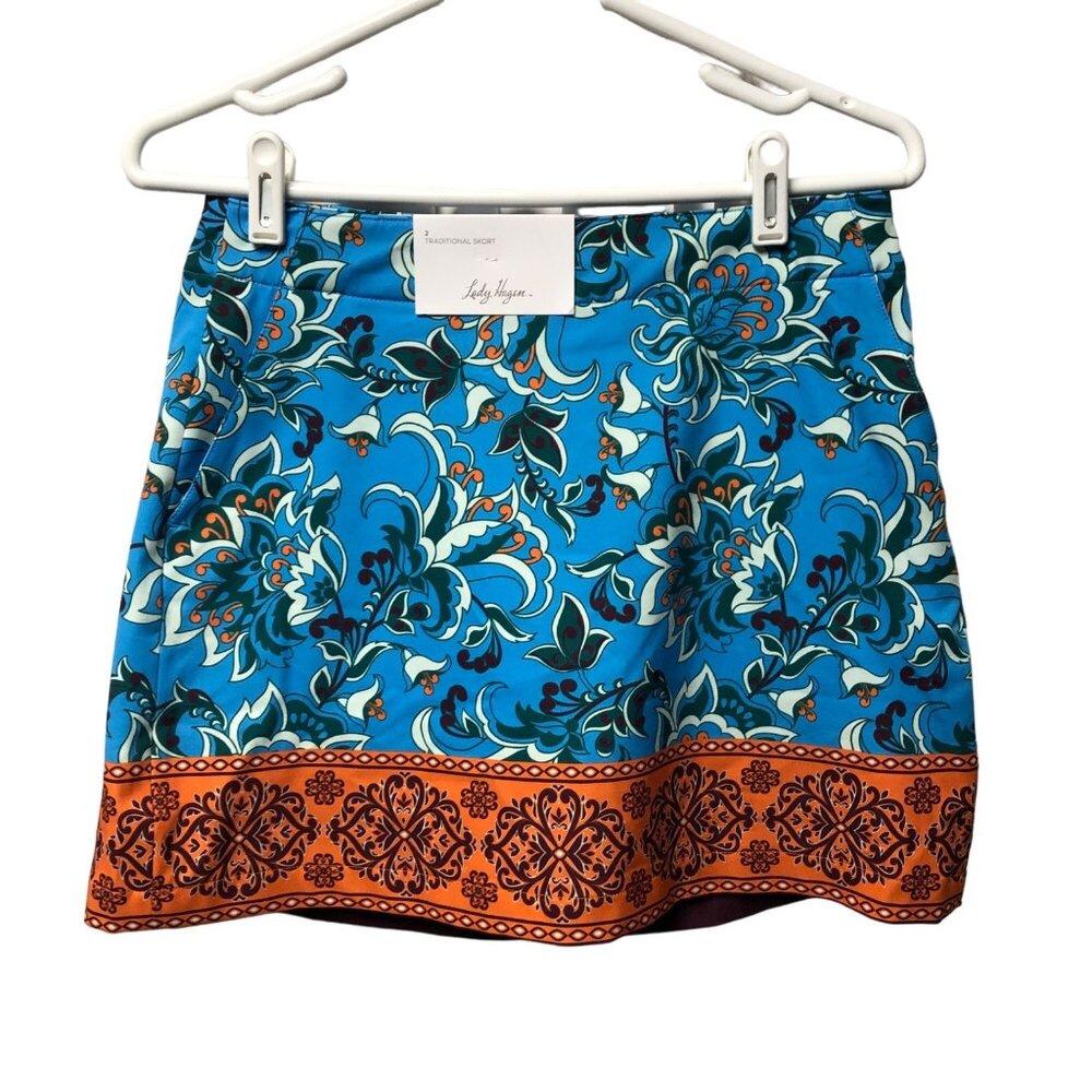 Lady Hagen Skort Womens Size 2 Scarf Print Athleisure Golf Tennis Sporty NEW
